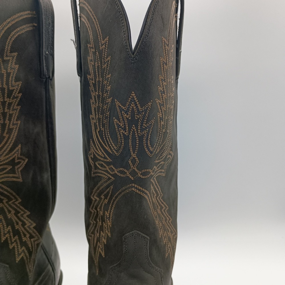 Lucchese 1883 Mens Black Leather Mad Dog Cowboy Boots N1560 Size 11.5 Extra Wide - Picture 5 of 14